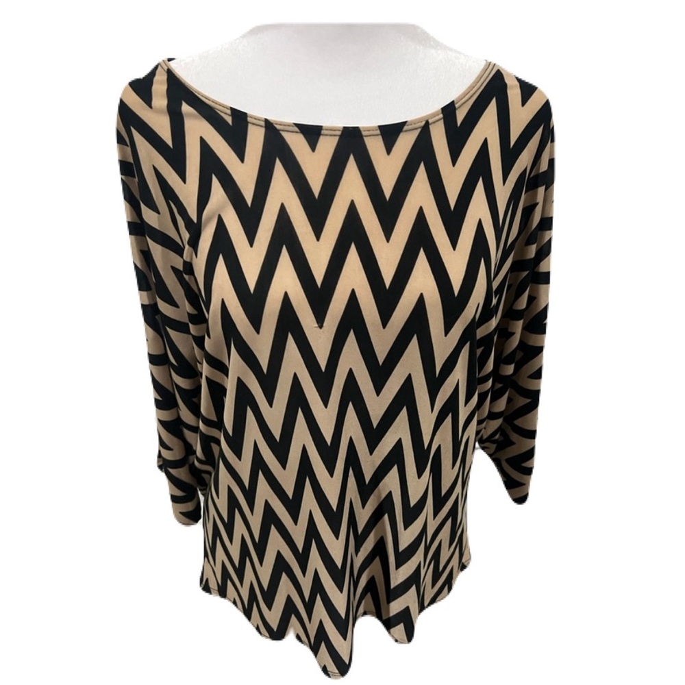 AZULES Chevron Striped 3/4 Sleeve Blouse